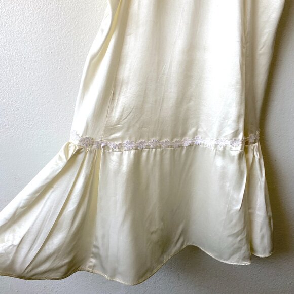 Vintage Cream Slip Dress Evening Gown Wedding Dress Party Gown Formal Dress L - Picture 5 of 12